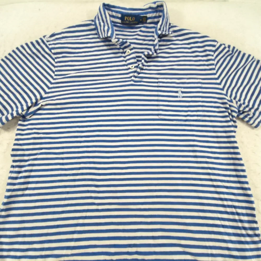 Polo Ralph Lauren Pocketed Casual Collared Polo Shirt Mens Size Medium M Blue